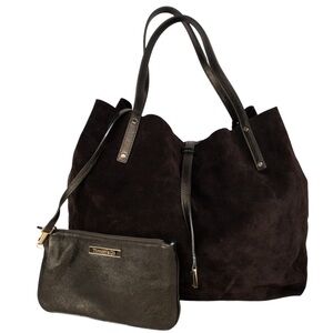 TIFFANY AND CO LARGE REVERSIBLE Black Suede Tote Bag w/ Pouch